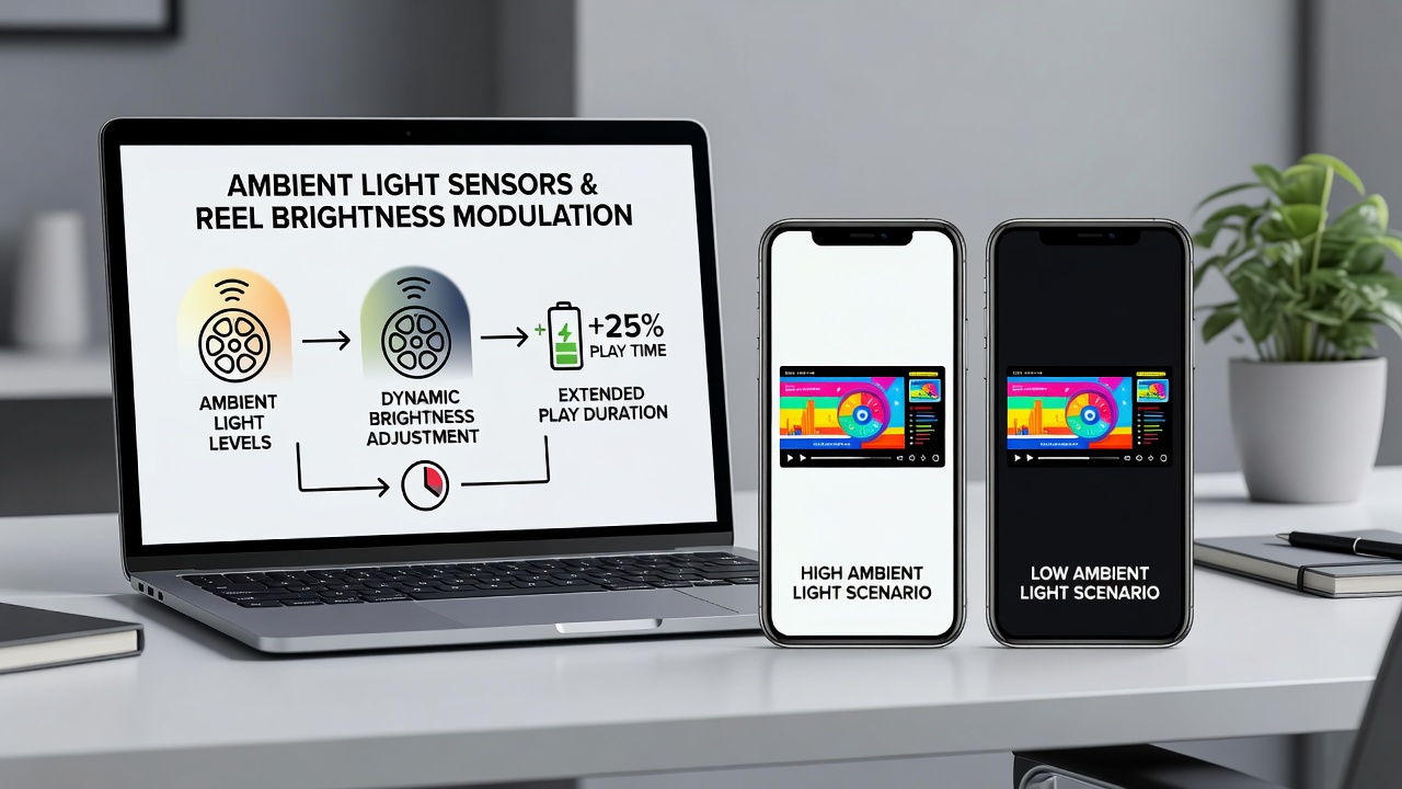 Graph displaying extended mobile gaming session durations correlated with ambient light sensor brightness adjustments over multiple hours