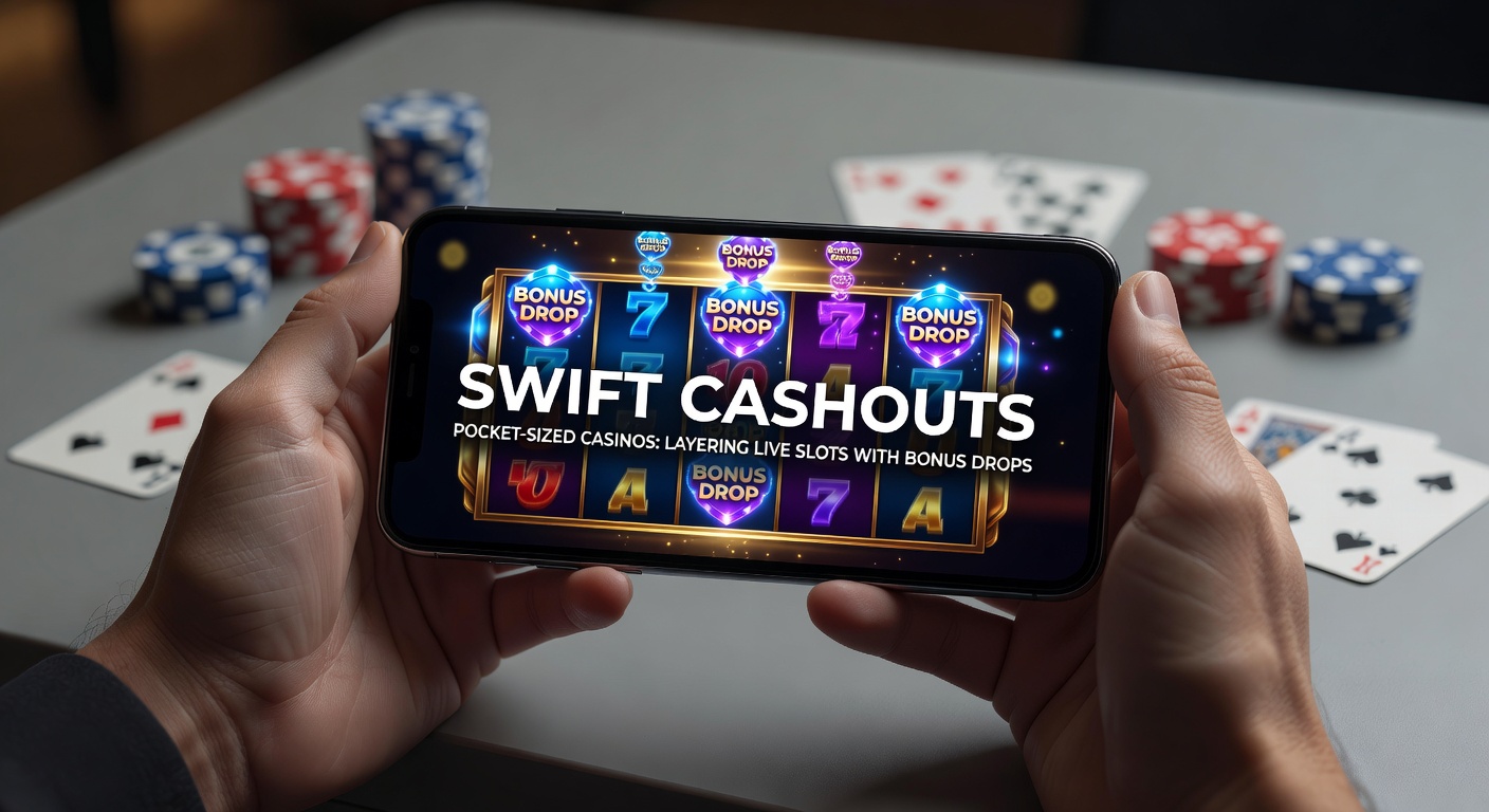 Mobile phone screen displaying a vibrant live slot game with bonus drop animation and quick cashout button