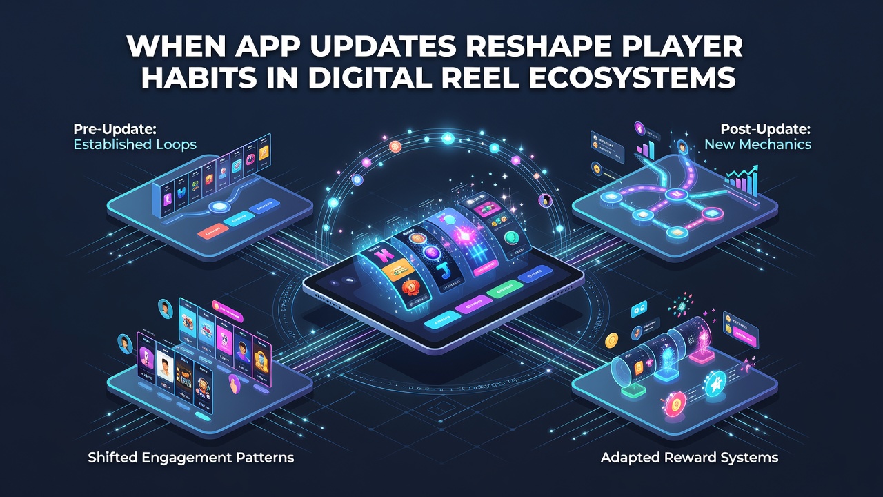Players engaging with updated mobile reel interfaces on smartphones showing varied session environments